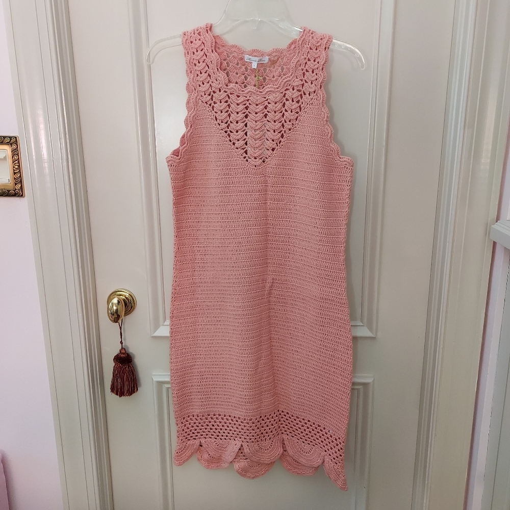 Minnie Rose Crochet Pink Dress. Size Small